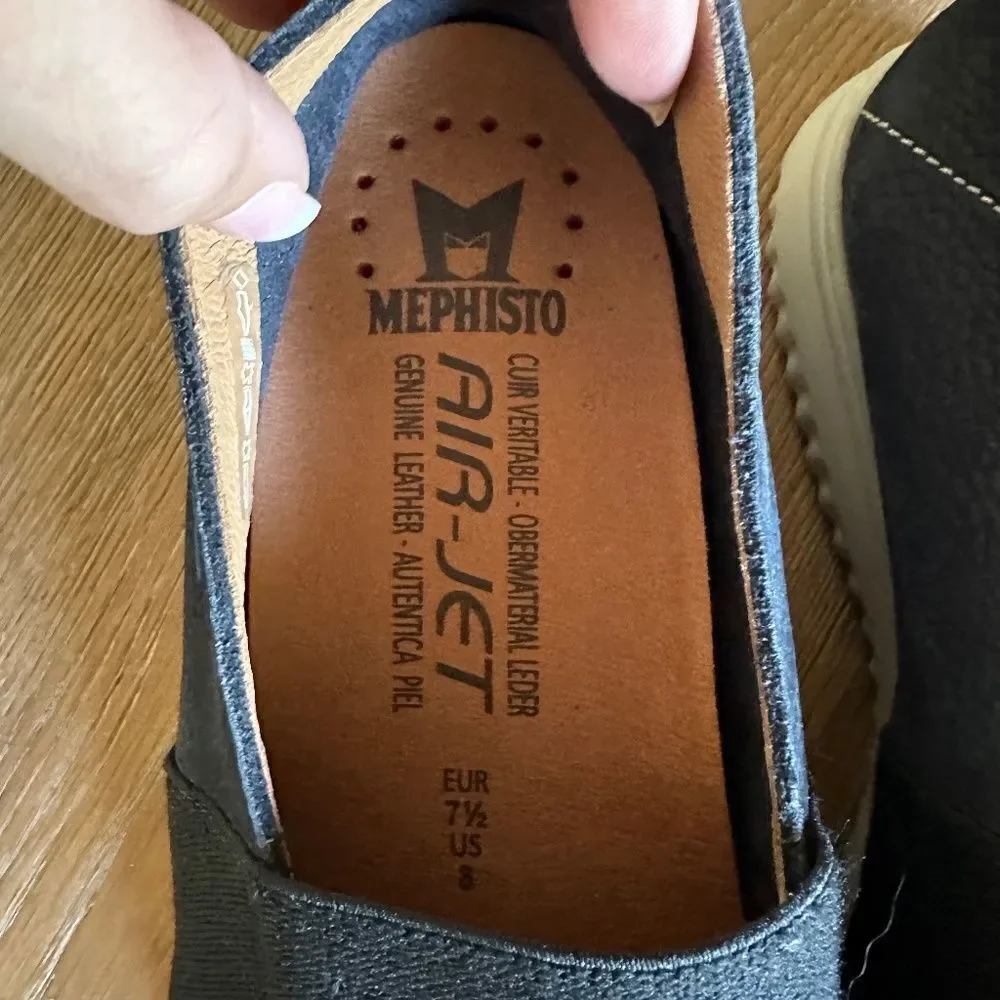 MEPHISTO Tilford Nubuck Slip-On Shoe Navy Comfort Walking Size 8 NEW